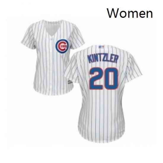Womens Chicago Cubs 20 Brandon Kintzler Authentic White Home Cool Base Baseball Jersey